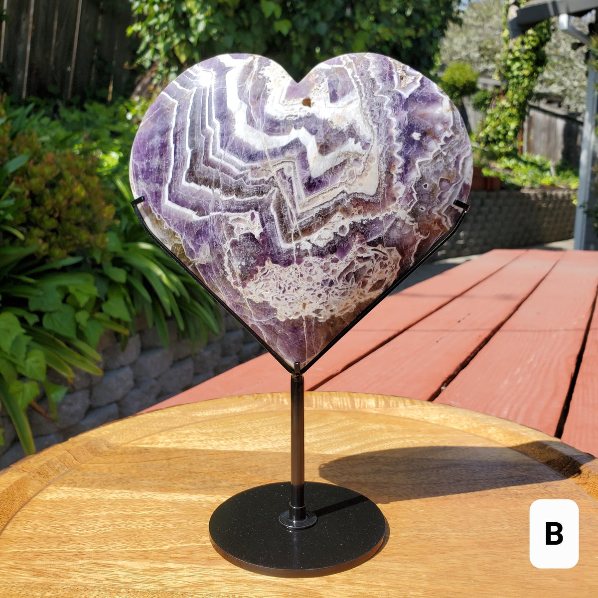 Big Chunky Dream Amethyst Heart on Stand - Calming, Energetic Protection, Positivity, Divine Love - Purple Crystal Healing Statement