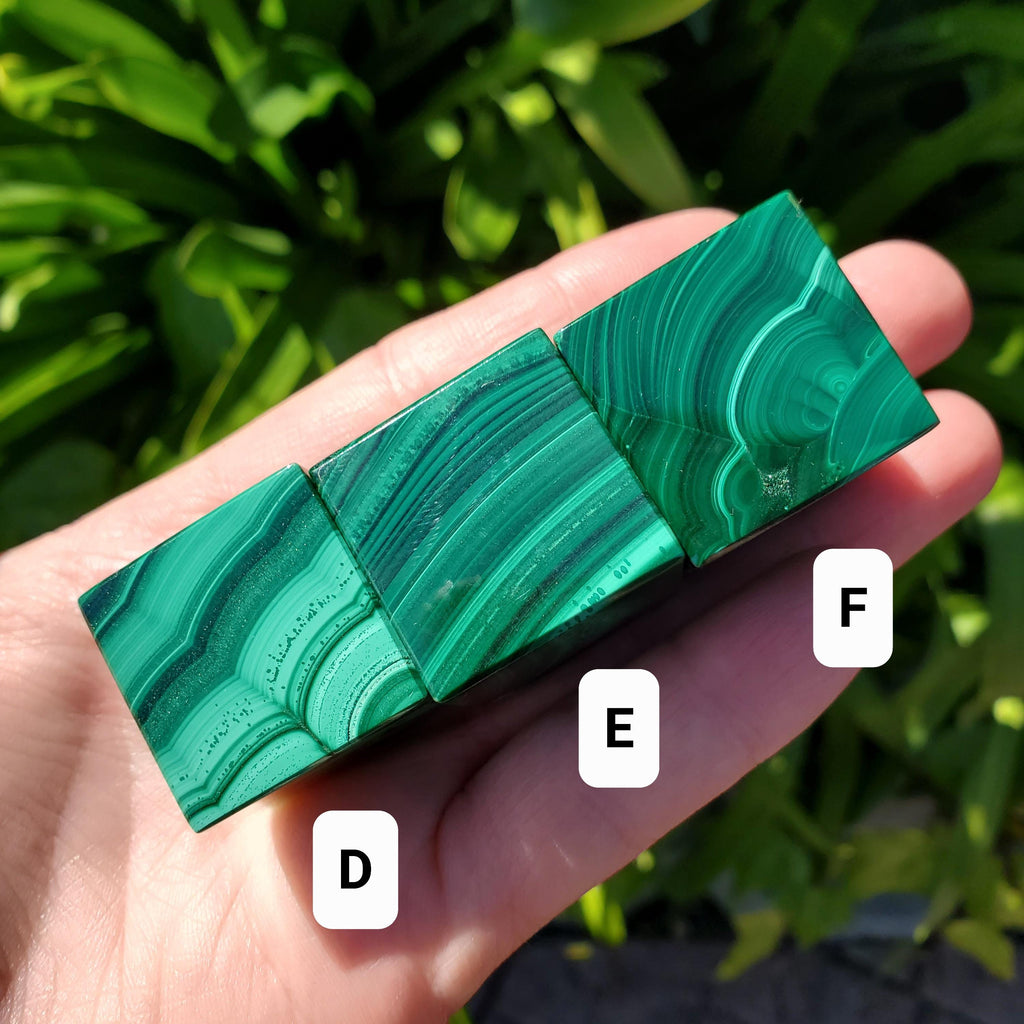 Malachite Cube with Cut Corner to Stand - Protection, Blocks EMF, Absorbs Negativity, Encourages Positive Change - Crystal Square Gemstone