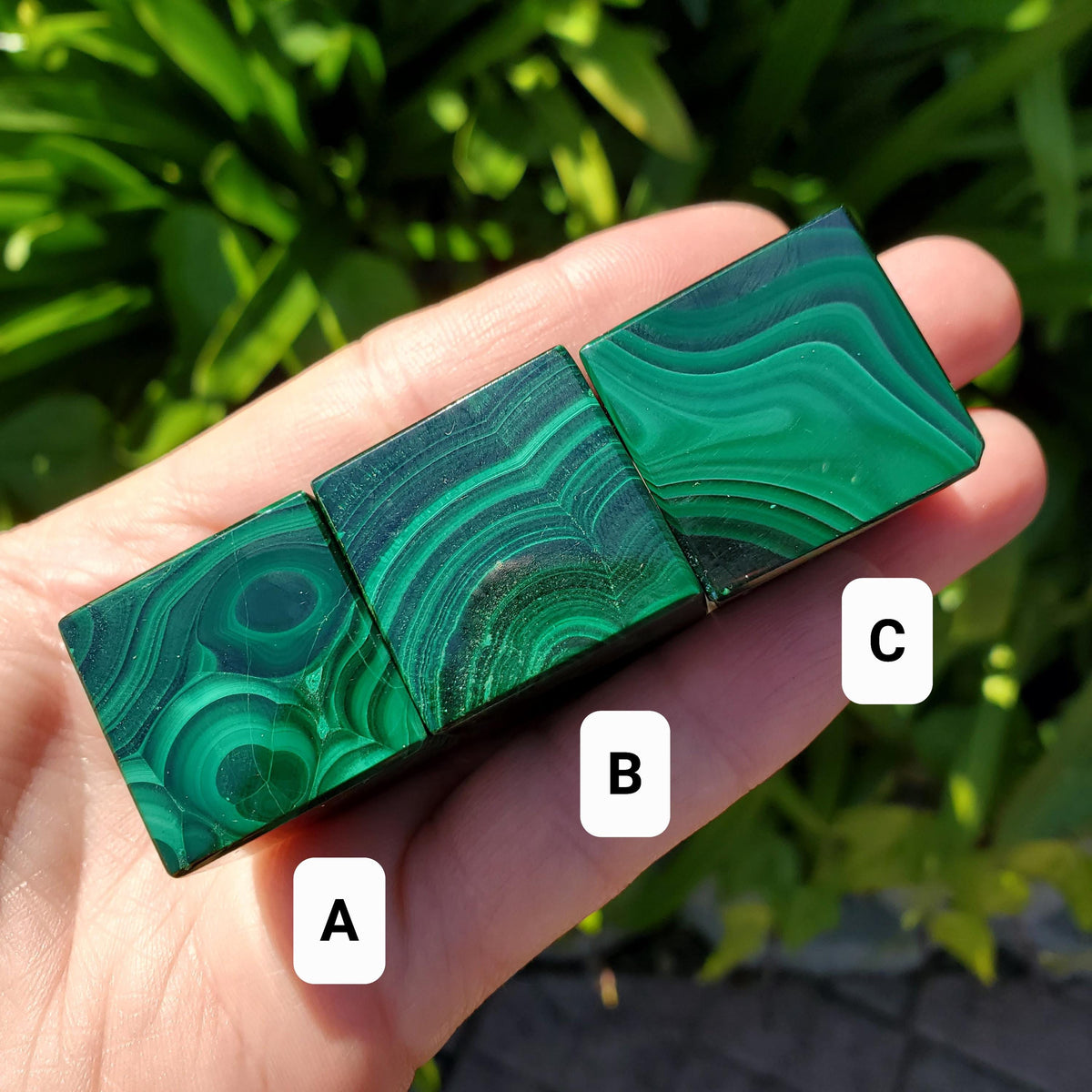 Malachite Cube with Cut Corner to Stand - Protection, Blocks EMF, Absorbs Negativity, Encourages Positive Change - Crystal Square Gemstone