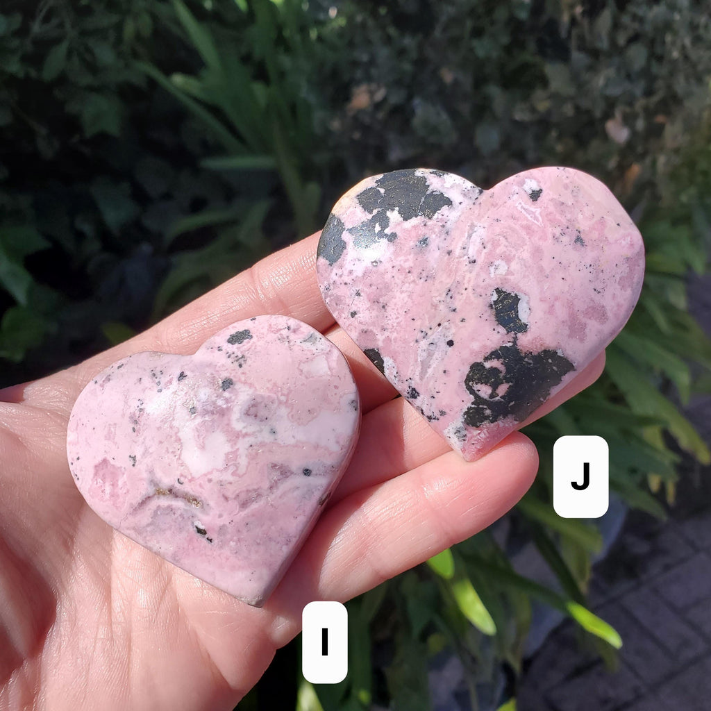 Peruvian Rhodonite Heart -Emotional Healing, Forgiveness, Compassion, Grounding, Balance - Cute Pink Crystal Heart Healing Gemstone