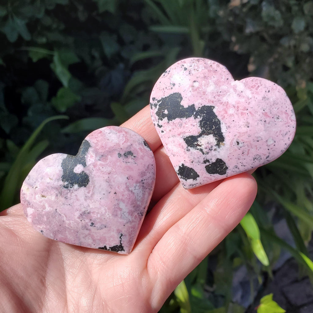 Peruvian Rhodonite Heart -Emotional Healing, Forgiveness, Compassion, Grounding, Balance - Cute Pink Crystal Heart Healing Gemstone