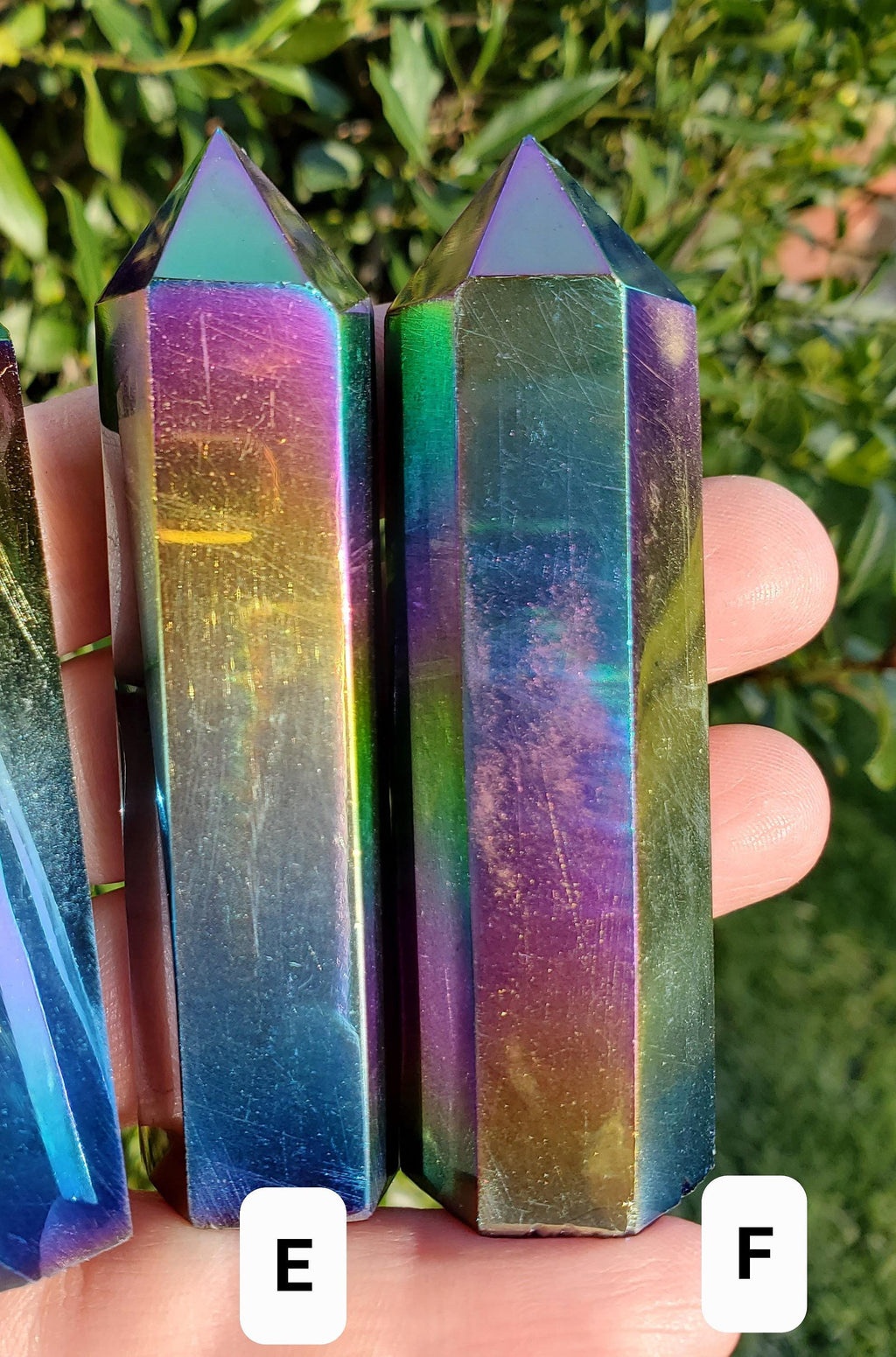 Aura Obsidian Tower - Self Reflection, Release Negative Energies, Balance - Rainbow Aura Point Healing Crystals Gemstones