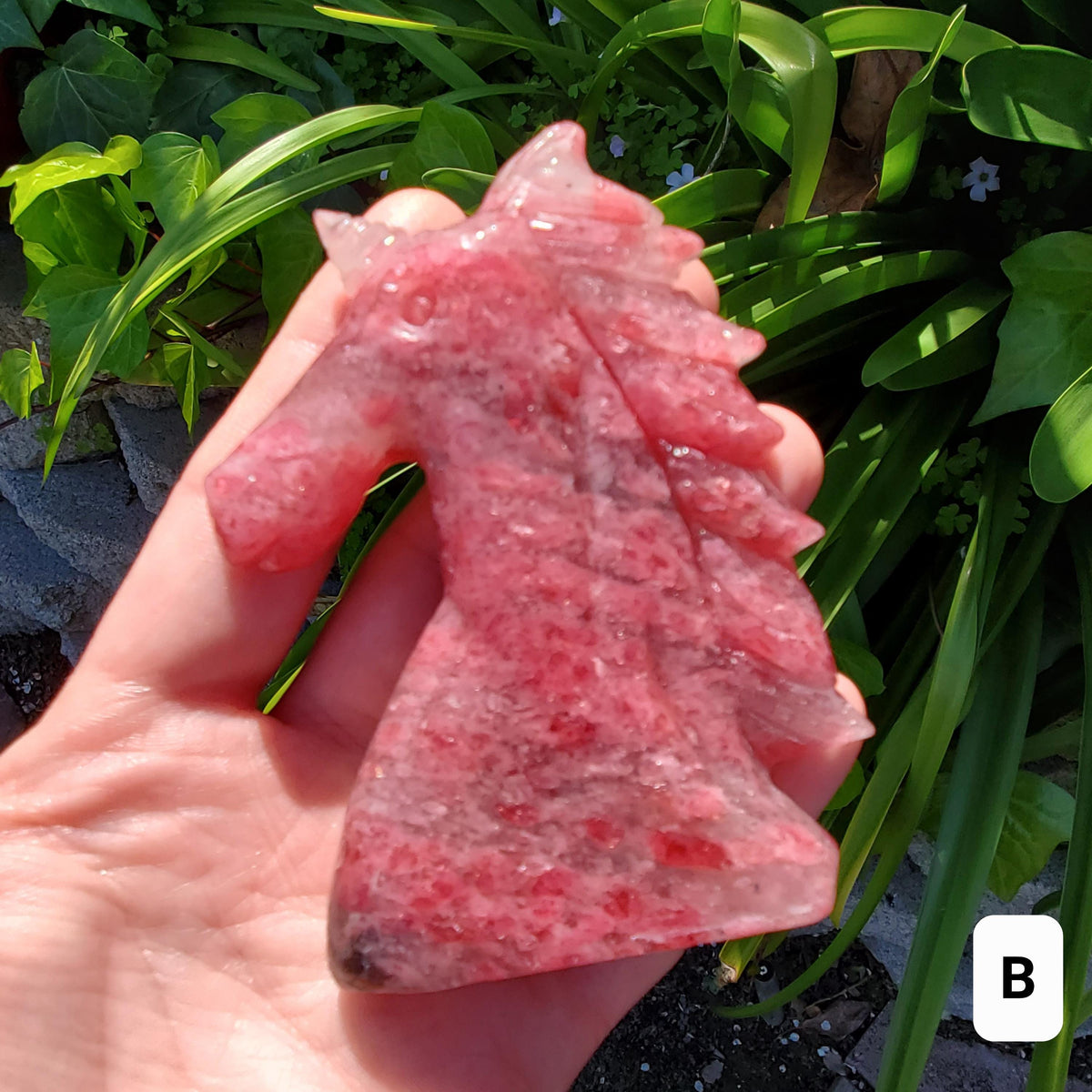 Cute Cherry Rhodonite Unicorn - Self Love, Balance, Joy, Happiness - Standing Pink and Black Crystal Unicorn Healing Crystal Gemstones