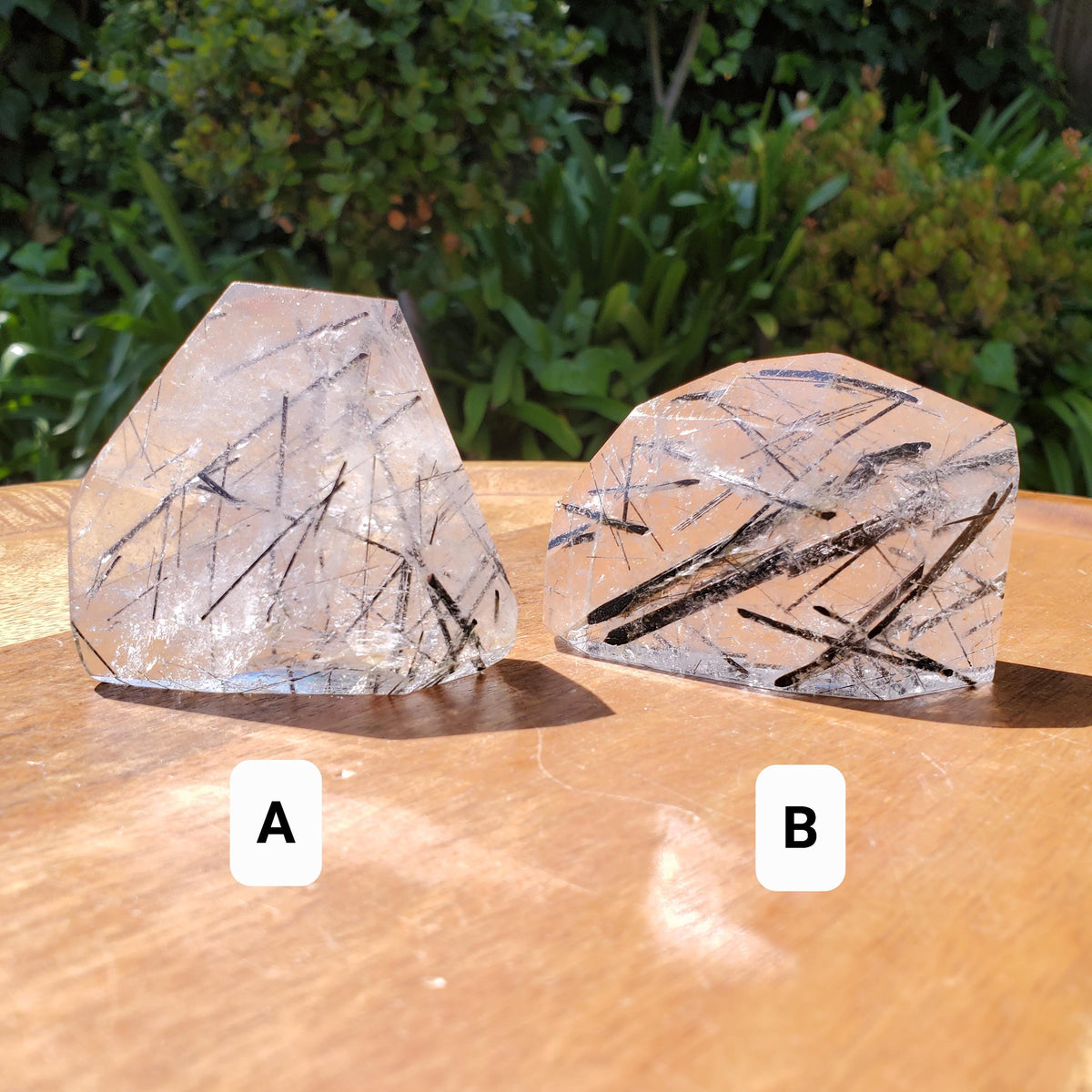 Tourmaline in Quartz Freeform - Magnification, Clarity, EMF Protection - Tourmalinated Quartz Crystal Free Form Cut Gemstones