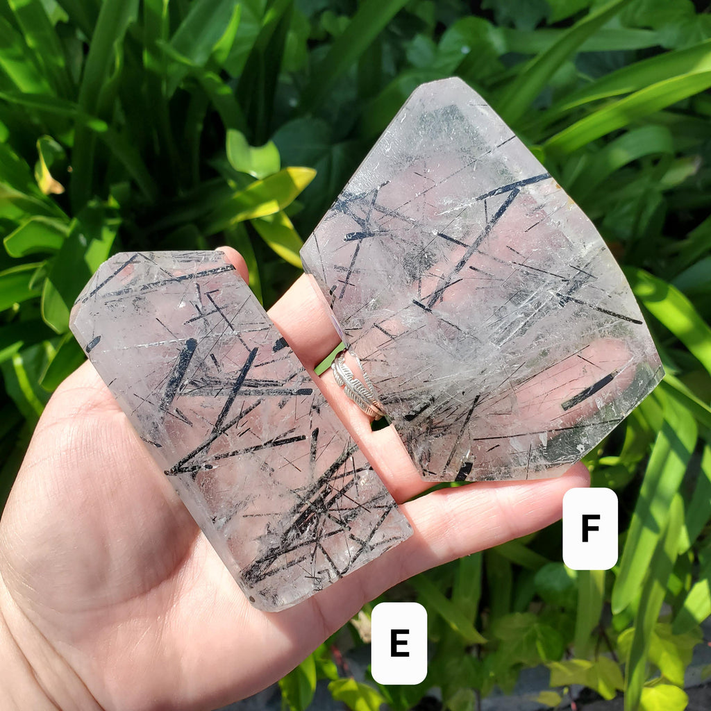 Tourmaline in Quartz Freeform - Magnification, Clarity, EMF Protection - Tourmalinated Quartz Crystal Free Form Cut Gemstones