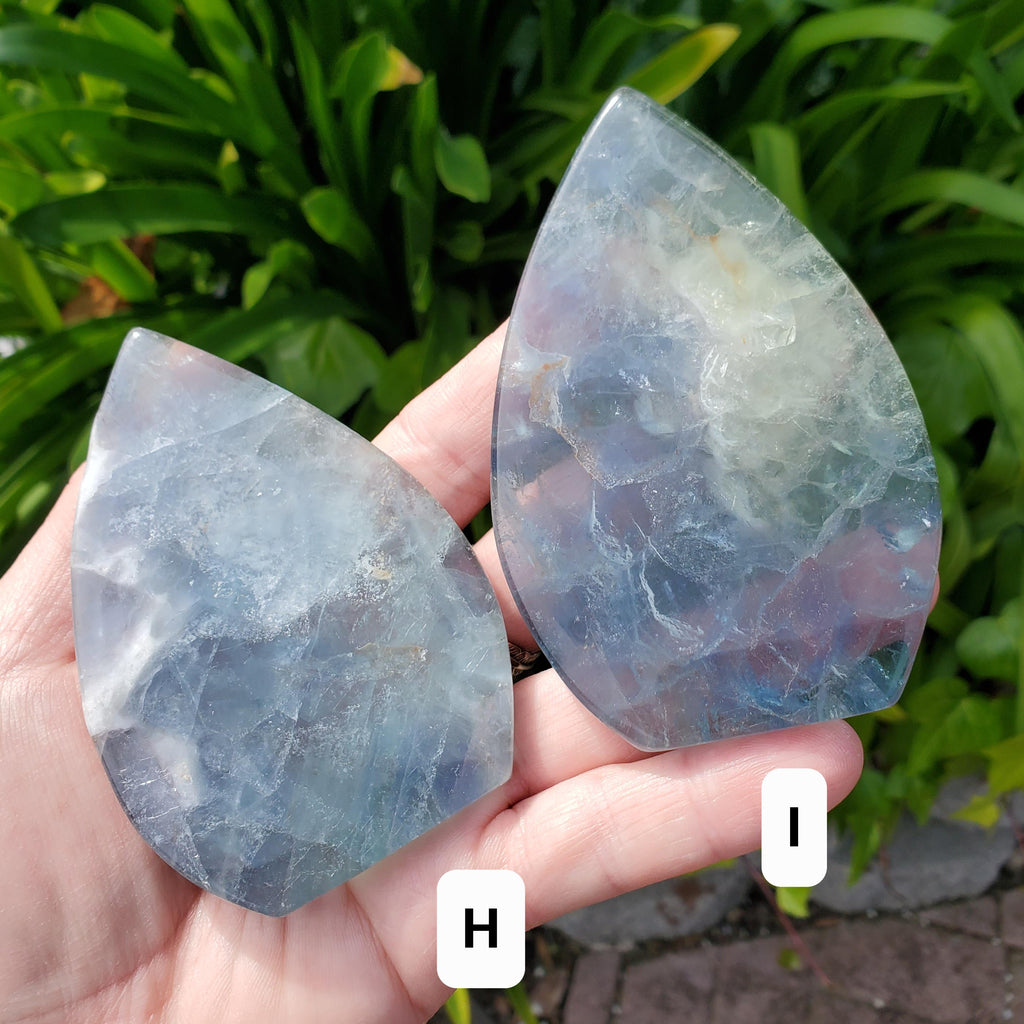 Blue Fluorite Flame on Stand - Mental Clarity, Calm, Emotional Balance, Clears Negativity, Stay Present - Fluorite Crystal Healing Gemstone