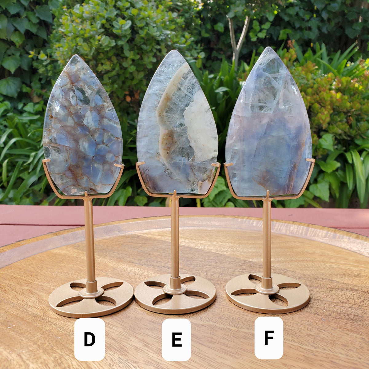 Blue Fluorite Flame on Stand - Mental Clarity, Calm, Emotional Balance, Clears Negativity, Stay Present - Fluorite Crystal Healing Gemstone