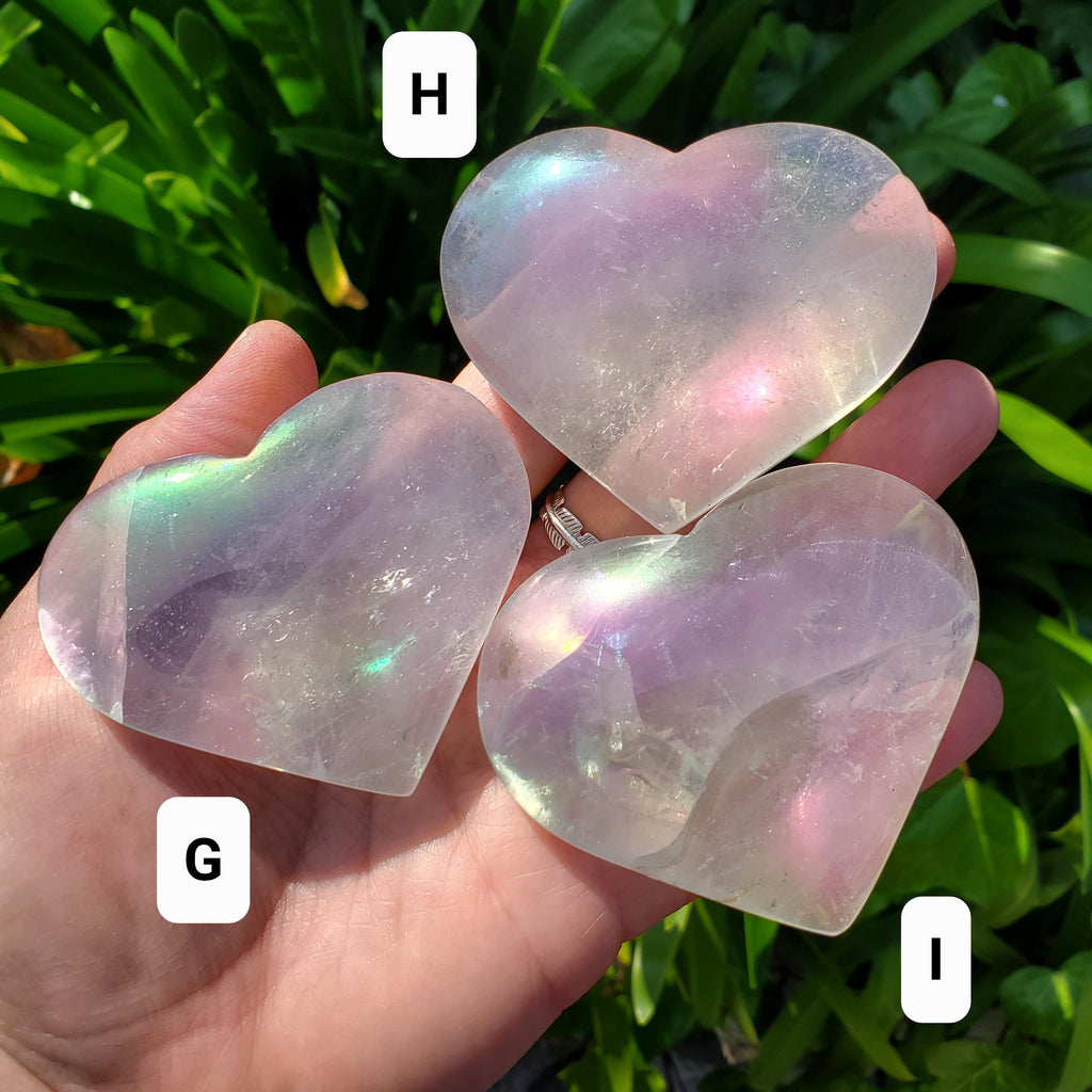 Aura Quartz Heart - Counteracts Negative, Energizes Positive Energy - Angel Aura Quartz Crystal Heart Healing Stone (stands on its side)