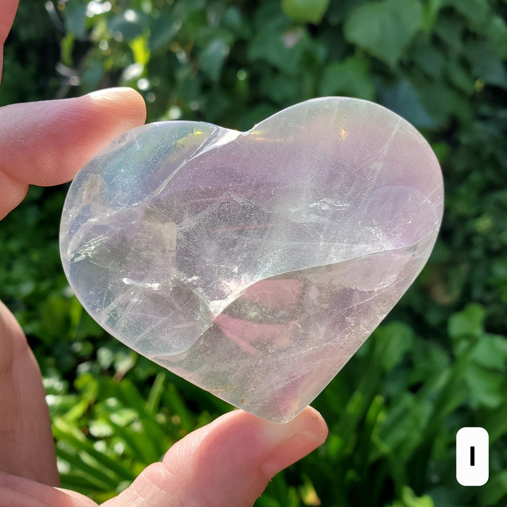 Aura Quartz Heart - Counteracts Negative, Energizes Positive Energy - Angel Aura Quartz Crystal Heart Healing Stone (stands on its side)