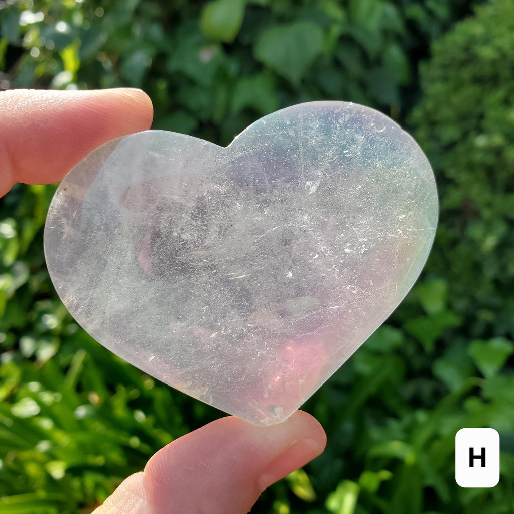 Aura Quartz Heart - Counteracts Negative, Energizes Positive Energy - Angel Aura Quartz Crystal Heart Healing Stone (stands on its side)