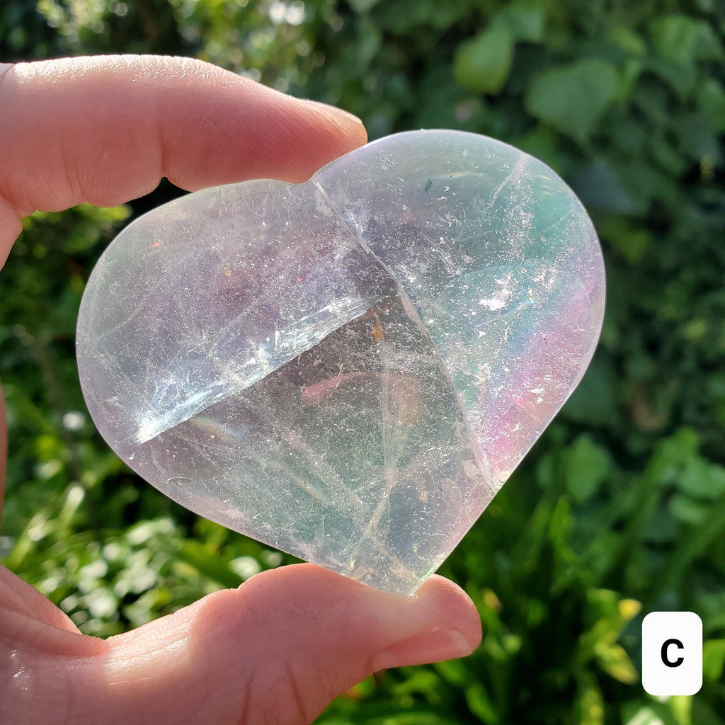 Aura Quartz Heart - Counteracts Negative, Energizes Positive Energy - Angel Aura Quartz Crystal Heart Healing Stone (stands on its side)
