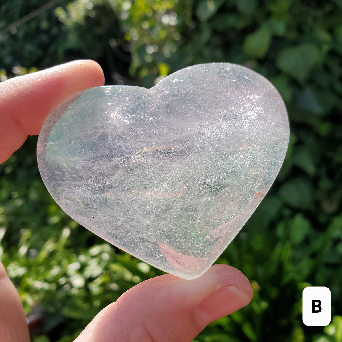 Aura Quartz Heart - Counteracts Negative, Energizes Positive Energy - Angel Aura Quartz Crystal Heart Healing Stone (stands on its side)