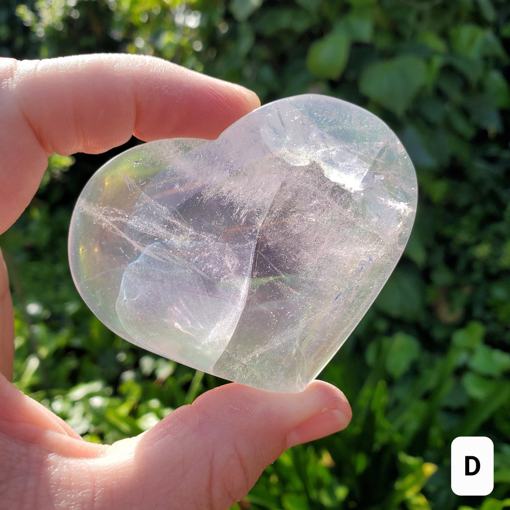 Aura Quartz Heart - Counteracts Negative, Energizes Positive Energy - Angel Aura Quartz Crystal Heart Healing Stone (stands on its side)