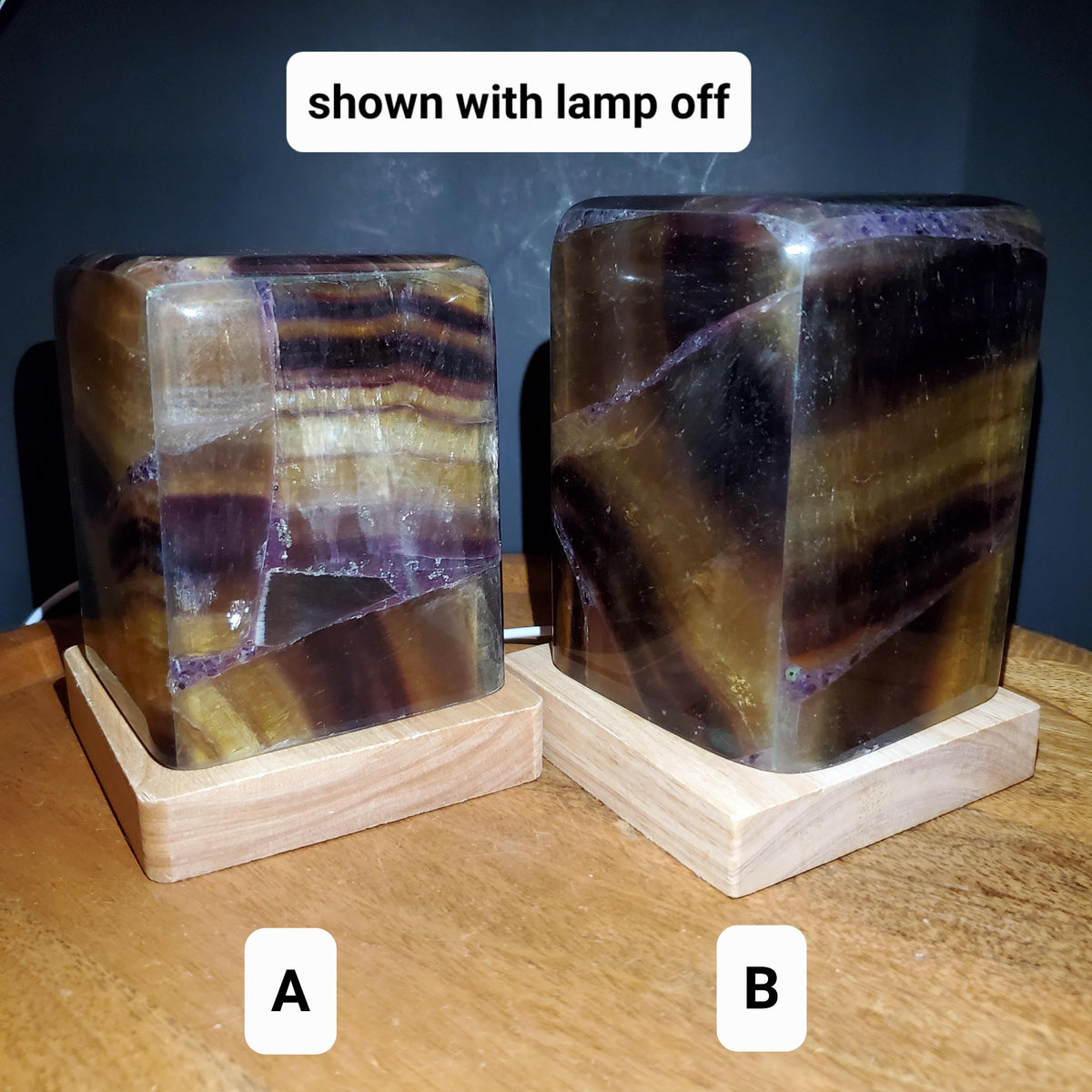 Purple & Yellow Fluorite Lamp - Mental Clarity, Stability, Energetic Protection - 5" or 6.25" Accent Light Mood Lighting Crystal Lamp