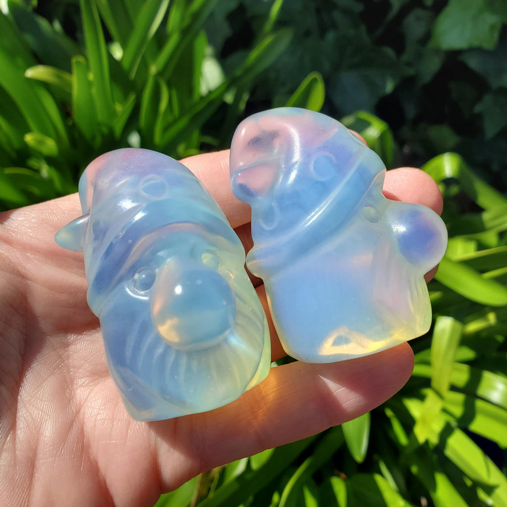 Cute Opalite Gnome - Confidence, Boost Inner Power, Stabilizing - Crystal Gnome Carving Healing Gemstones