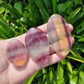 Rainbow Fluorite Palm Stone Easter Egg - Stability, Concentration, Protection - Banded Fluorite Healing Balancing Crystals Gemstones