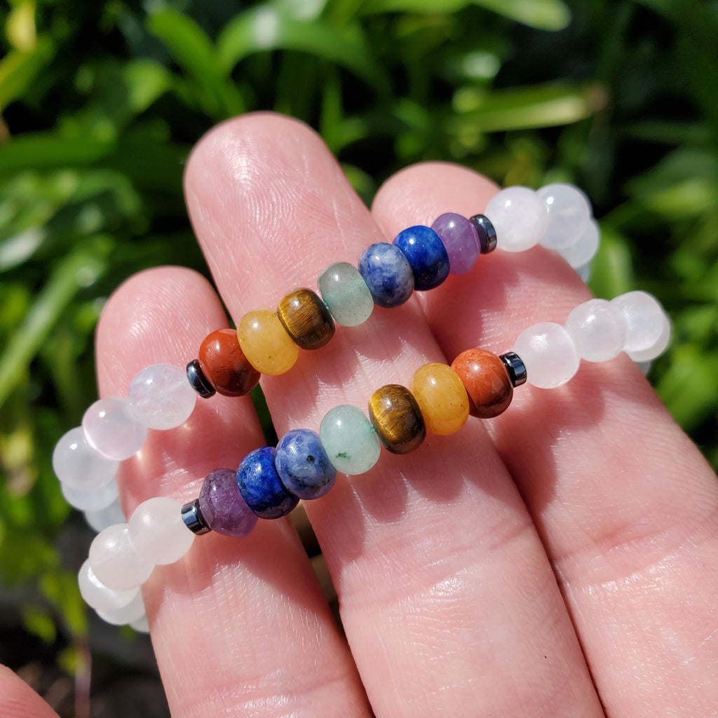 Chakra Bracelet - Grounding, Manifestation, Self Reflection, Prosperity, Wisdom, Strength, Awareness - Rainbow Handmade Crystal Jewelry