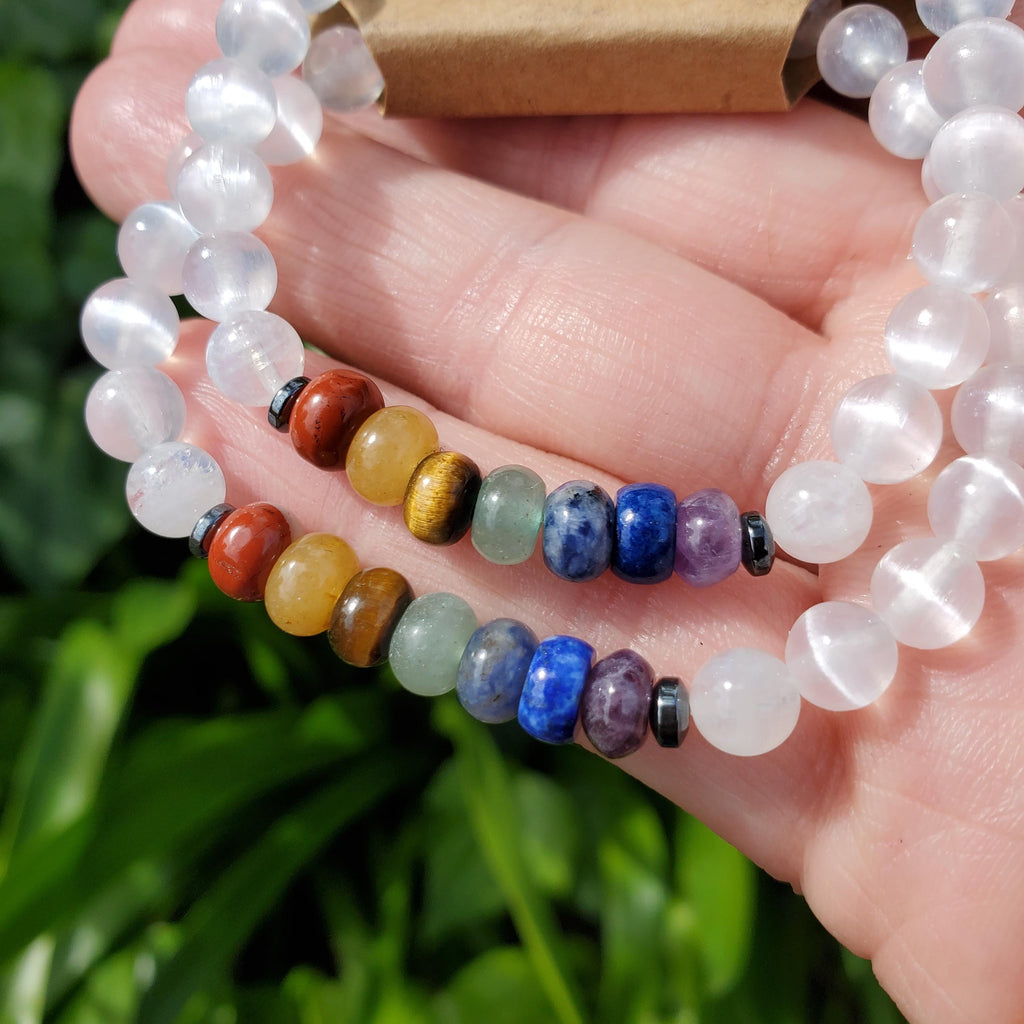 Chakra Bracelet - Grounding, Manifestation, Self Reflection, Prosperity, Wisdom, Strength, Awareness - Rainbow Handmade Crystal Jewelry