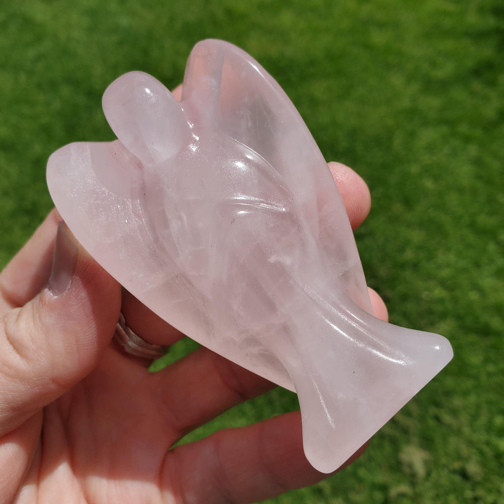3" Standing Rose Quartz Angel - Unconditional Love, Compassion, Forgiveness, Kindness - Pink Crystal Angel Healing Crystal Gemstone