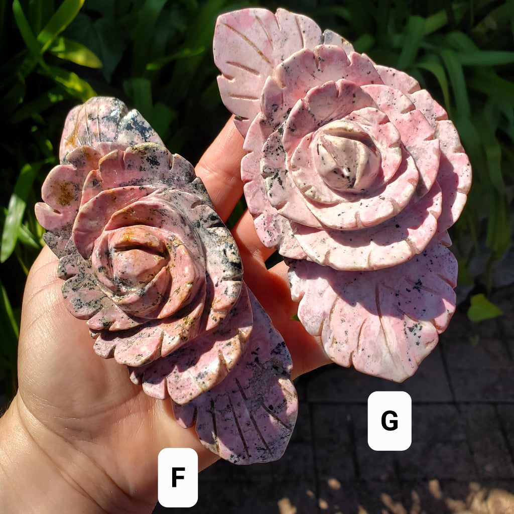 Peruvian Rhodonite Flower - Emotional Healing, Forgiveness, Compassion, Grounding, Balance - Pink Crystal Flower Statement