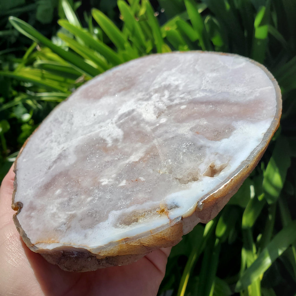 Pink Amethyst Flower Agate Slab - Gentle, Nourishing, Growth, Positivity, Grounding - Pink Crystal Display Healing Crystals Gemstone Plate