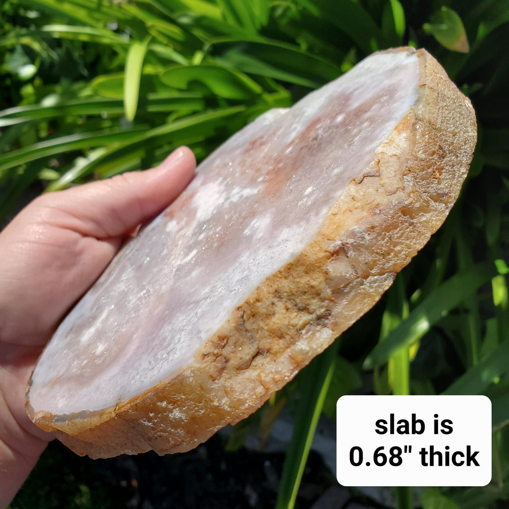 Pink Amethyst Flower Agate Slab - Gentle, Nourishing, Growth, Positivity, Grounding - Pink Crystal Display Healing Crystals Gemstone Plate