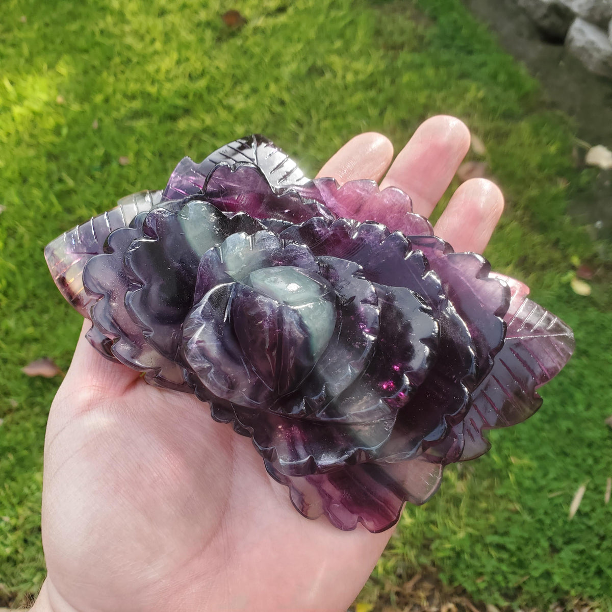 Beautiful Rainbow Fluorite Rose - Mental Clarity, Stability, Concentration, Protection - Fluorite Healing Crystals Gemstone Statement