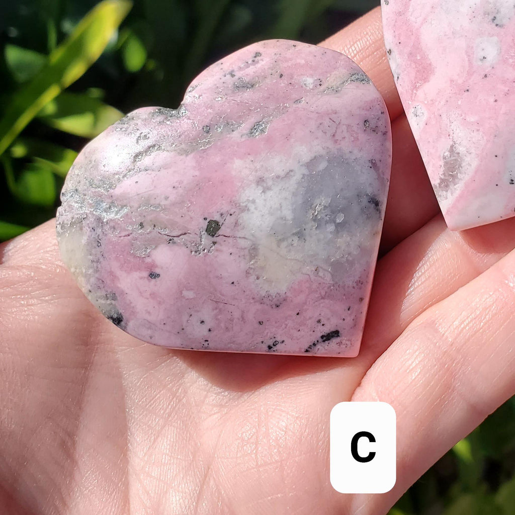 Peruvian Rhodonite Heart -Emotional Healing, Forgiveness, Compassion, Grounding, Balance - Cute Pink Crystal Heart Healing Gemstone