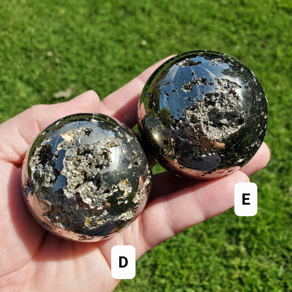 Druzy Pyrite Sphere - Blocks Negativity, Boost Personal Power, Helps Manifestations - Pyrite Crystal Ball Healing Gemstone