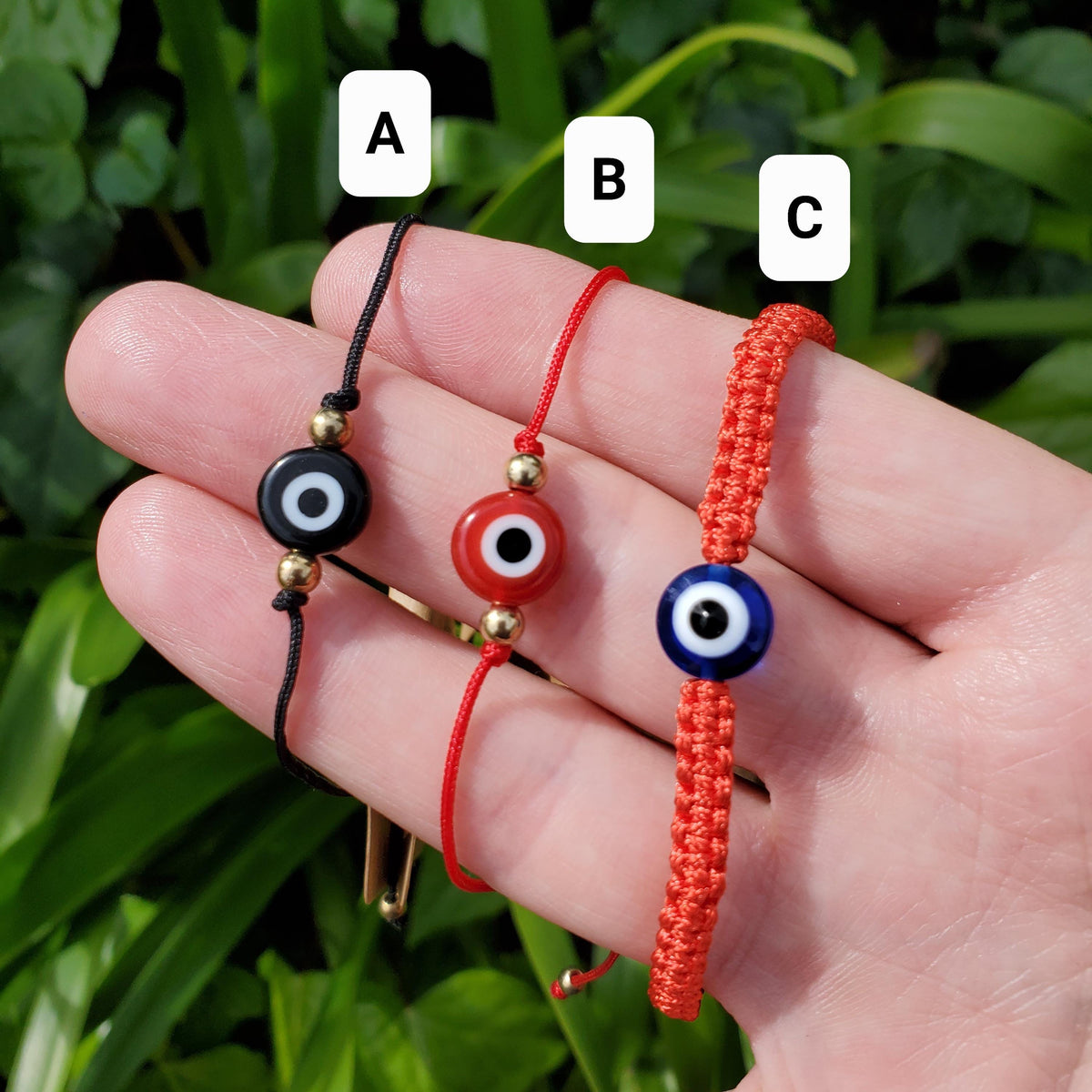Evil Eye Bracelet - Red or Black String - Protection, Faith, Good Luck, Strength - Red Eye, Black Eye or Blue Eye Handmade Jewelry