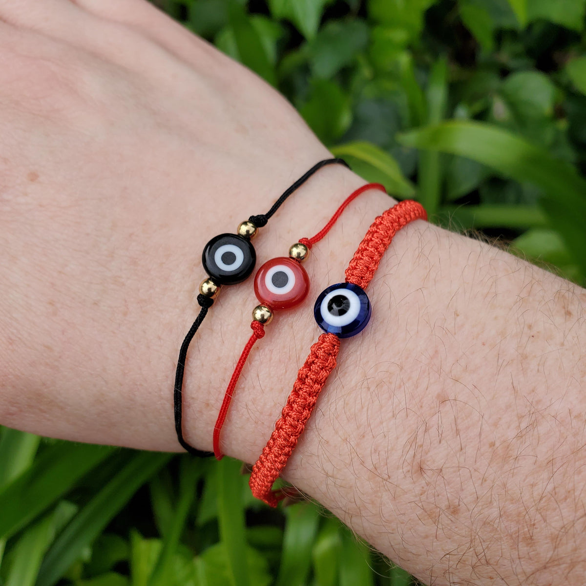 Evil Eye Bracelet - Red or Black String - Protection, Faith, Good Luck, Strength - Red Eye, Black Eye or Blue Eye Handmade Jewelry