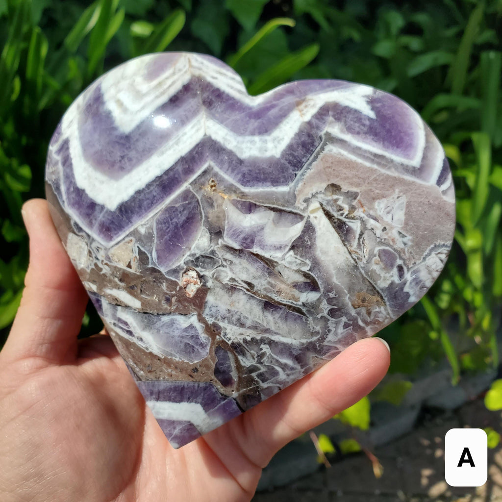 Big Chunky Dream Amethyst Heart on Stand - Calming, Energetic Protection, Positivity, Divine Love - Purple Crystal Healing Statement