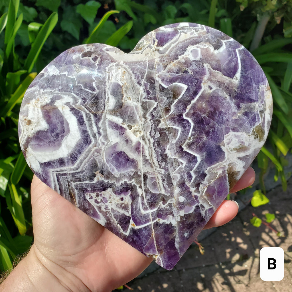 Big Chunky Dream Amethyst Heart on Stand - Calming, Energetic Protection, Positivity, Divine Love - Purple Crystal Healing Statement