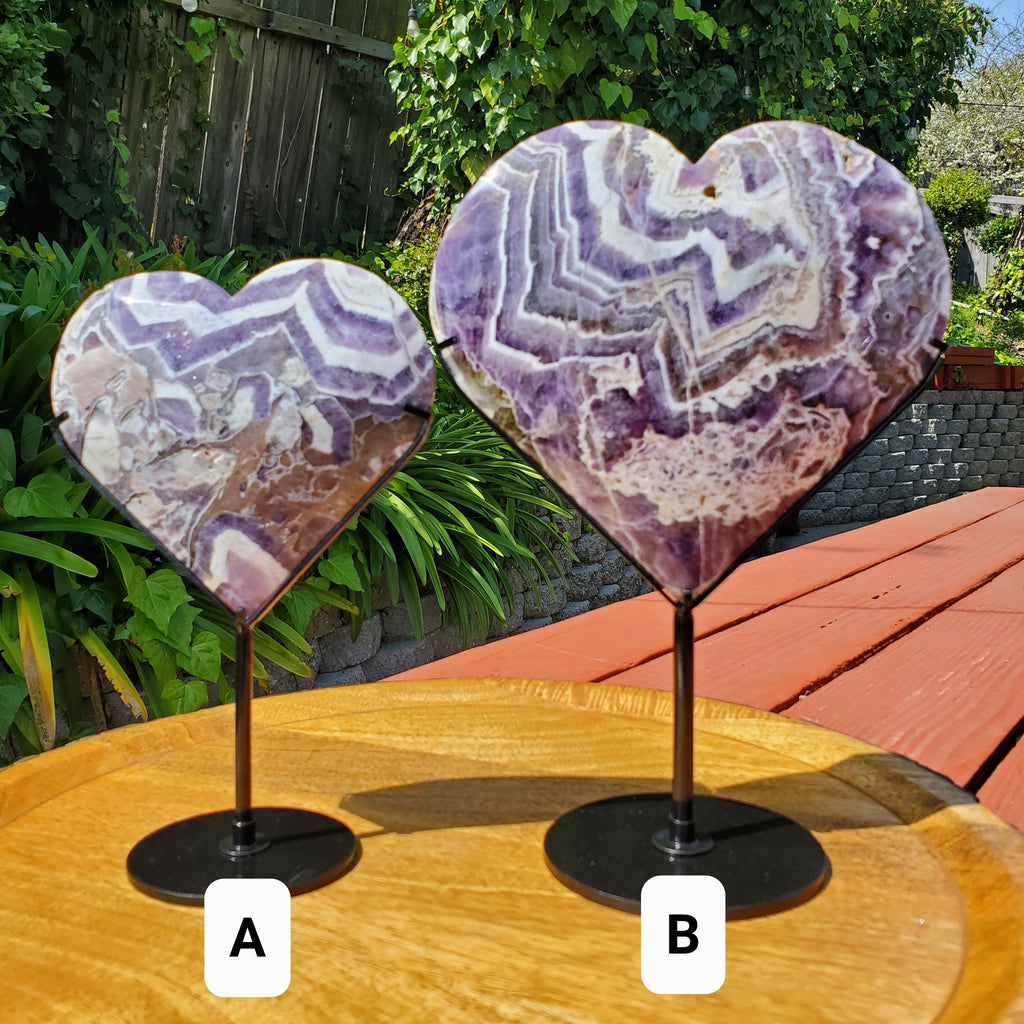 Big Chunky Dream Amethyst Heart on Stand - Calming, Energetic Protection, Positivity, Divine Love - Purple Crystal Healing Statement