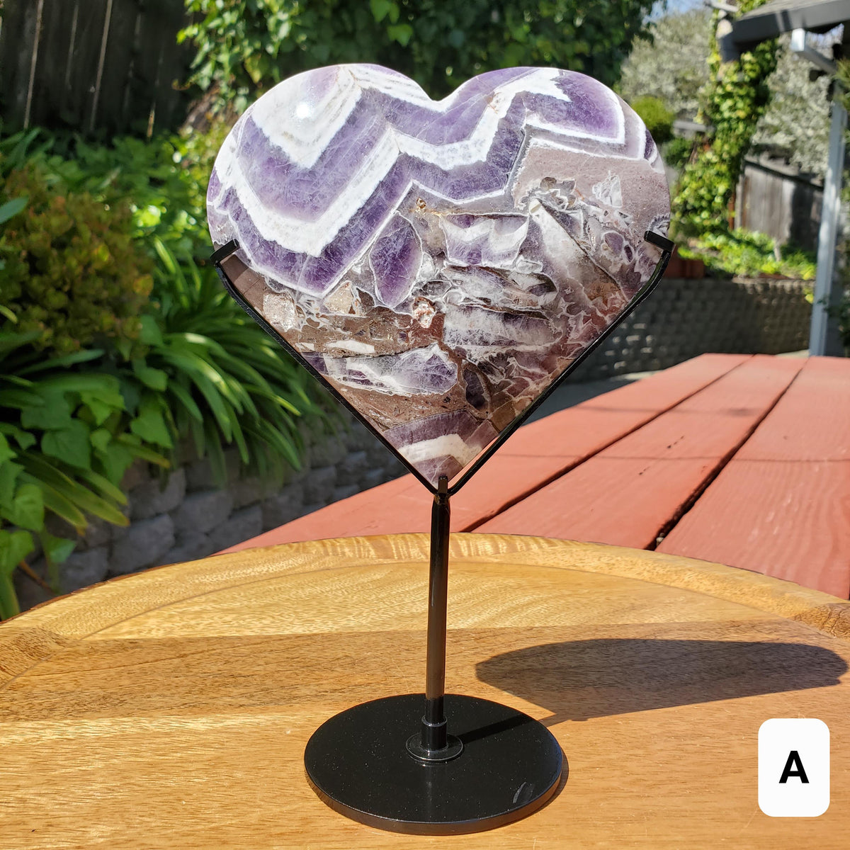 Big Chunky Dream Amethyst Heart on Stand - Calming, Energetic Protection, Positivity, Divine Love - Purple Crystal Healing Statement