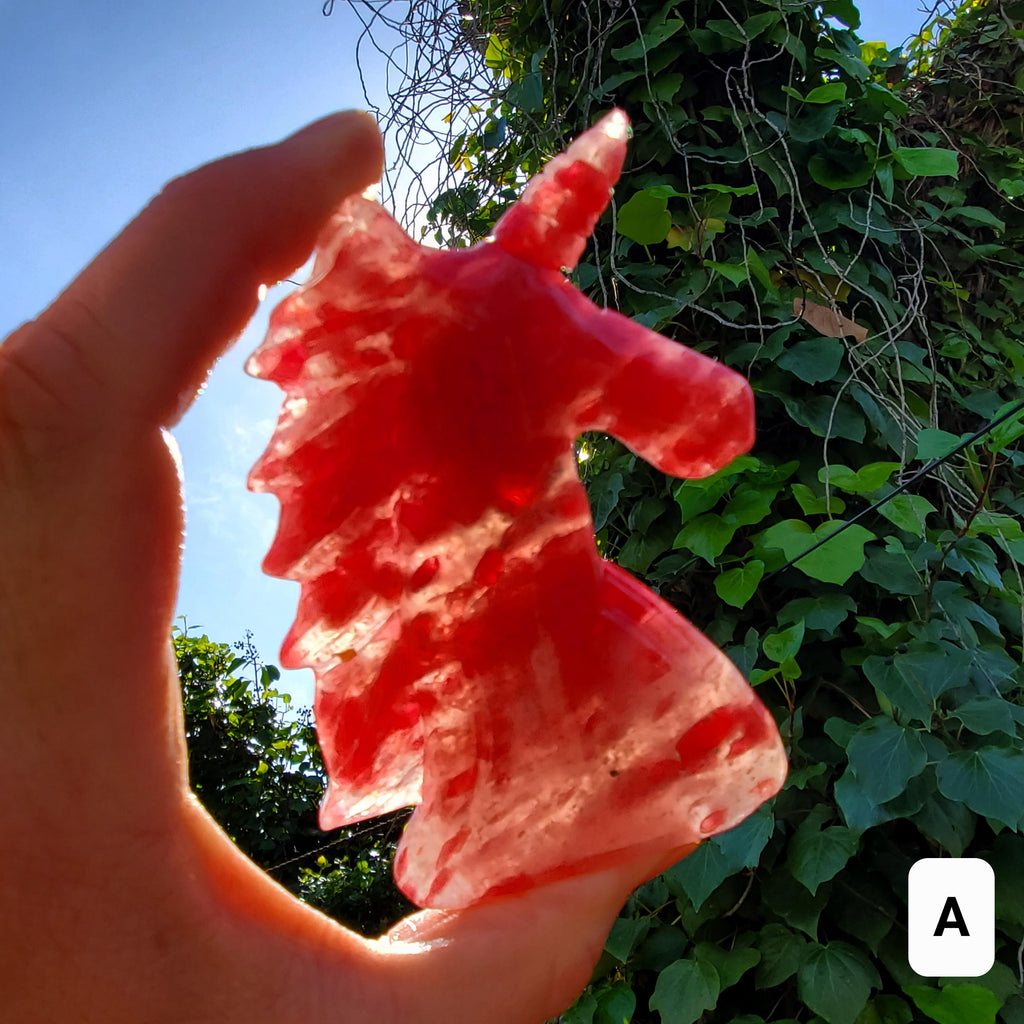 Cute Cherry Rhodonite Unicorn - Self Love, Balance, Joy, Happiness - Standing Pink and Black Crystal Unicorn Healing Crystal Gemstones