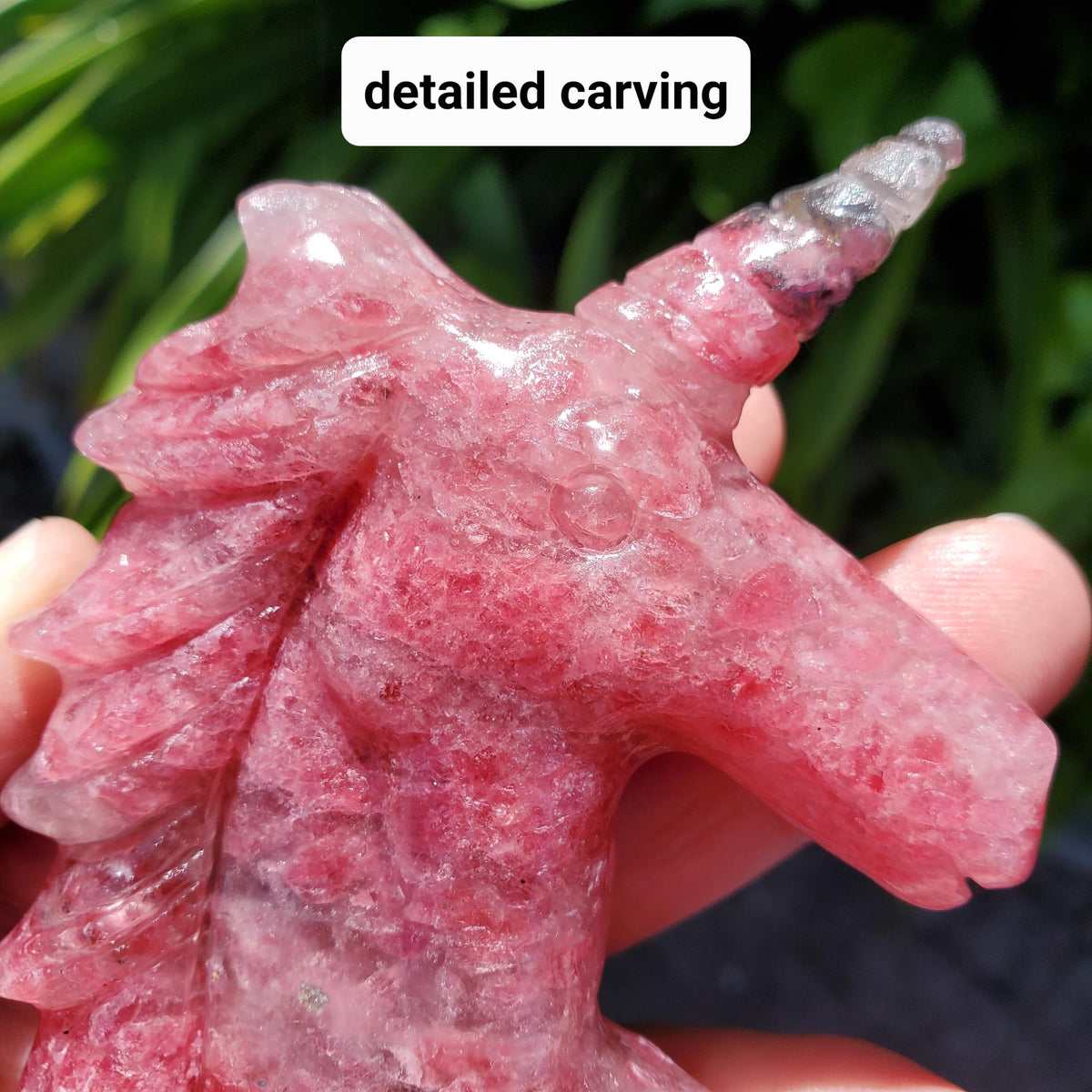 Cute Cherry Rhodonite Unicorn - Self Love, Balance, Joy, Happiness - Standing Pink and Black Crystal Unicorn Healing Crystal Gemstones