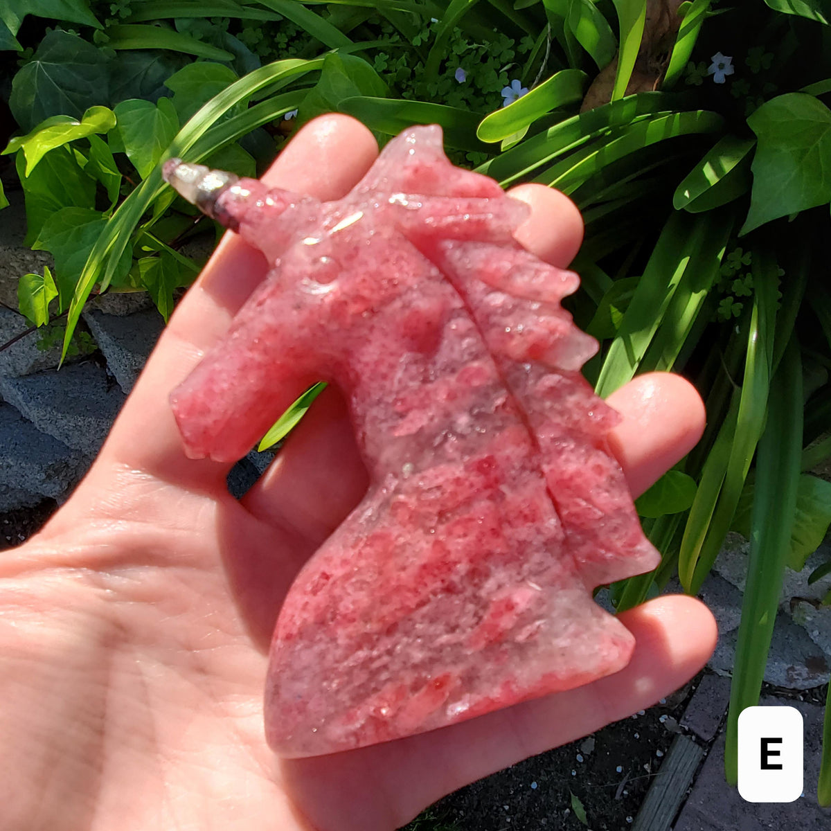Cute Cherry Rhodonite Unicorn - Self Love, Balance, Joy, Happiness - Standing Pink and Black Crystal Unicorn Healing Crystal Gemstones