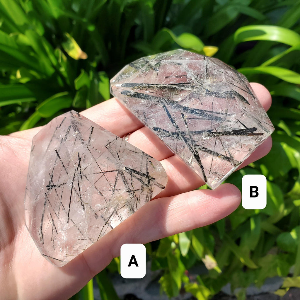 Tourmaline in Quartz Freeform - Magnification, Clarity, EMF Protection - Tourmalinated Quartz Crystal Free Form Cut Gemstones