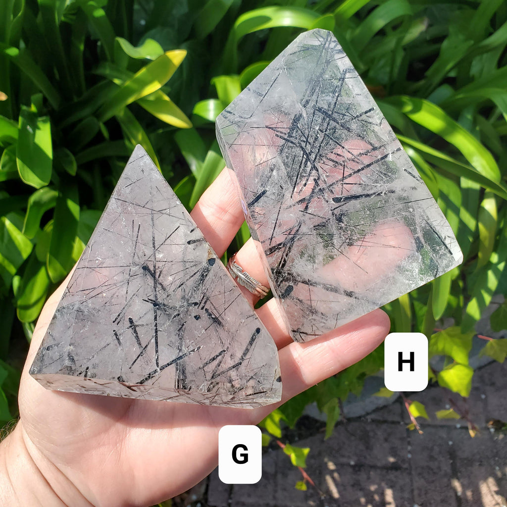 Tourmaline in Quartz Freeform - Magnification, Clarity, EMF Protection - Tourmalinated Quartz Crystal Free Form Cut Gemstones