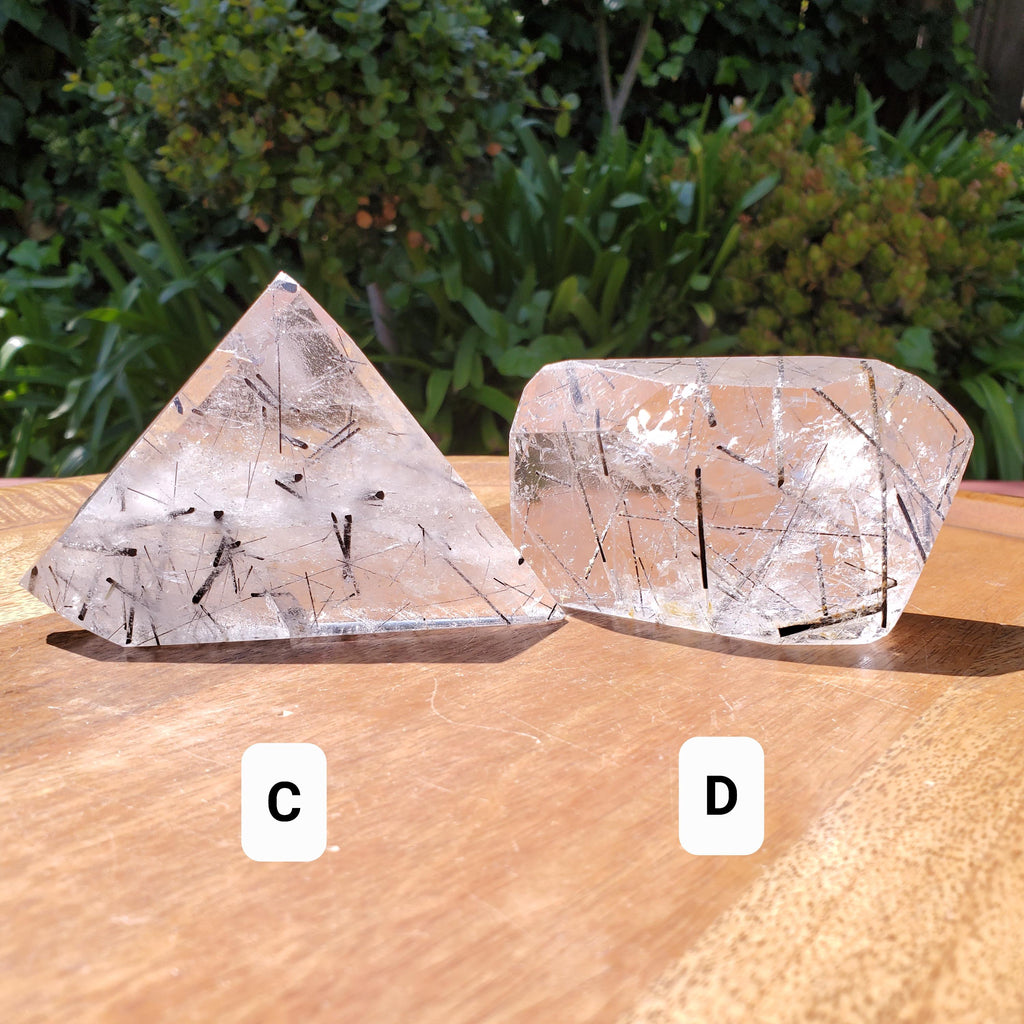 Tourmaline in Quartz Freeform - Magnification, Clarity, EMF Protection - Tourmalinated Quartz Crystal Free Form Cut Gemstones