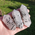 Tourmaline in Quartz Double Point - Magnification, Clarity, EMF Protection - Tourmalinated Crystal Point Healing Crystals Gemstones