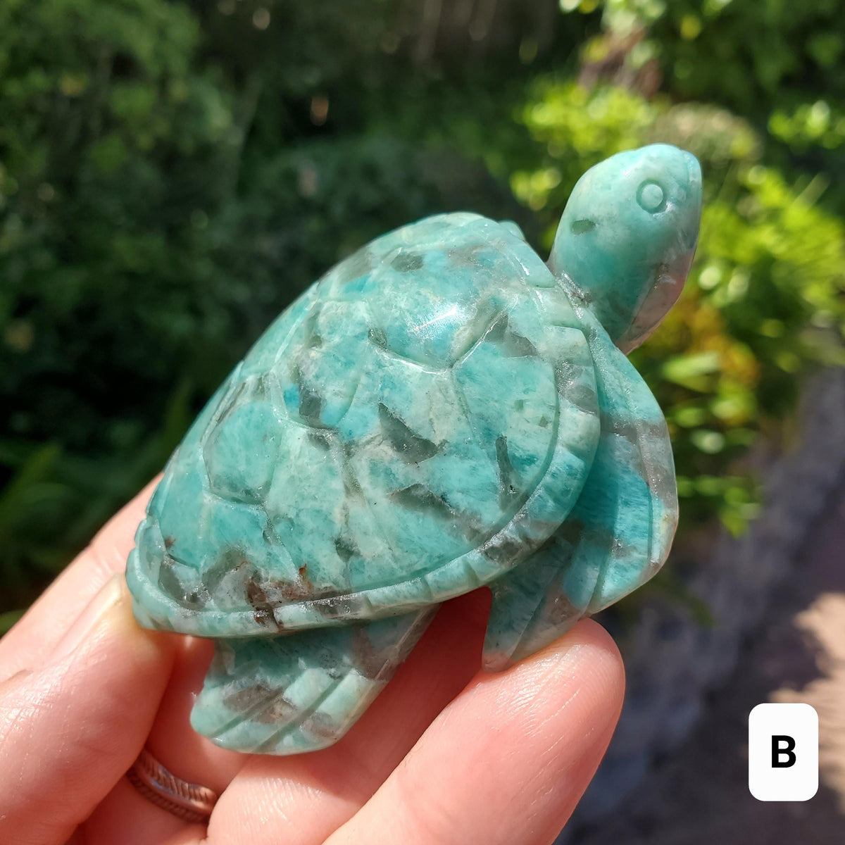 Amazonite Turtle with Smoky Quartz - Calming, Courage, Truth, Compassion - Amazonite Crystal Turtle Healing Gemstones Sea Life