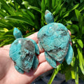 Amazonite Turtle with Smoky Quartz - Calming, Courage, Truth, Compassion - Amazonite Crystal Turtle Healing Gemstones Sea Life