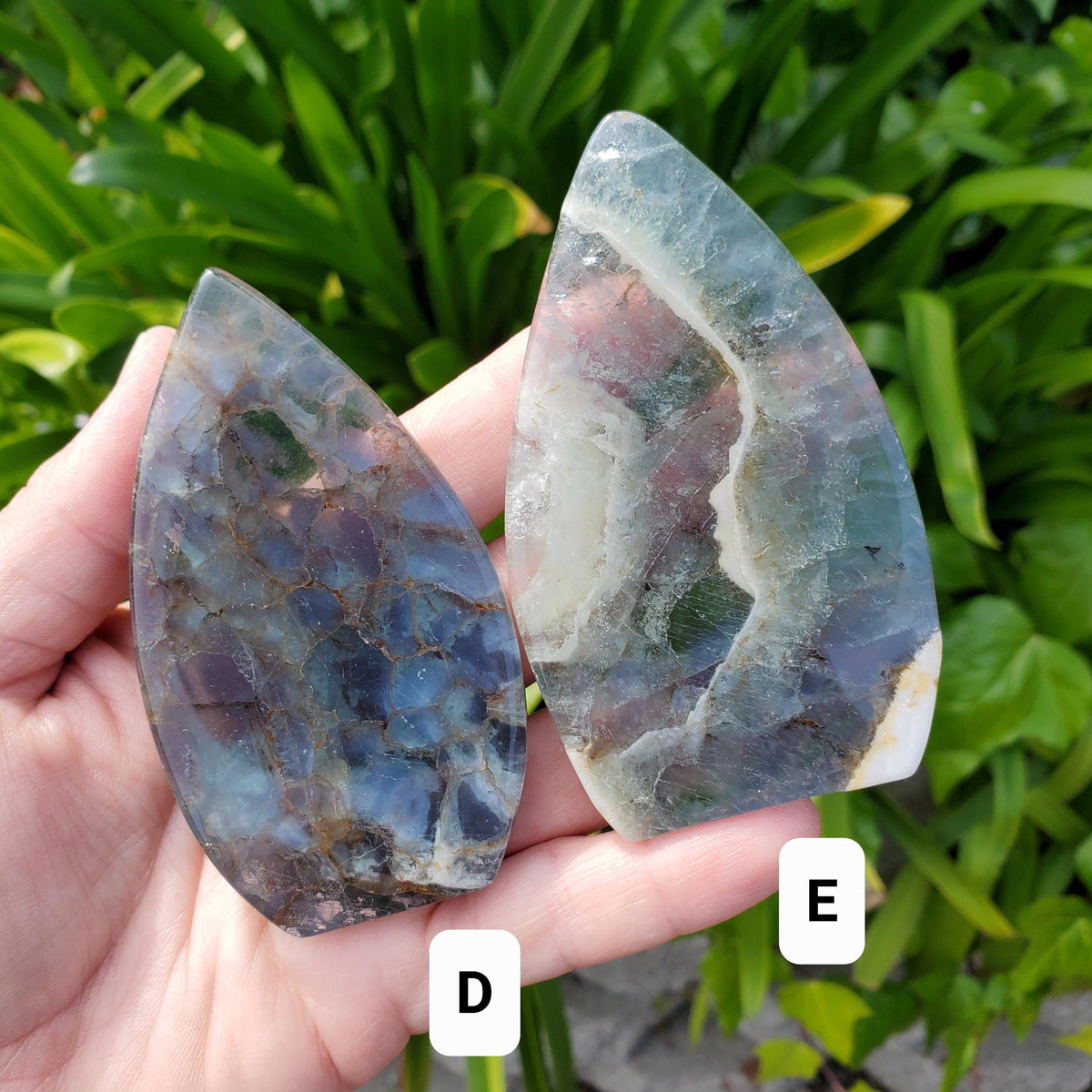 Blue Fluorite Flame on Stand - Mental Clarity, Calm, Emotional Balance, Clears Negativity, Stay Present - Fluorite Crystal Healing Gemstone