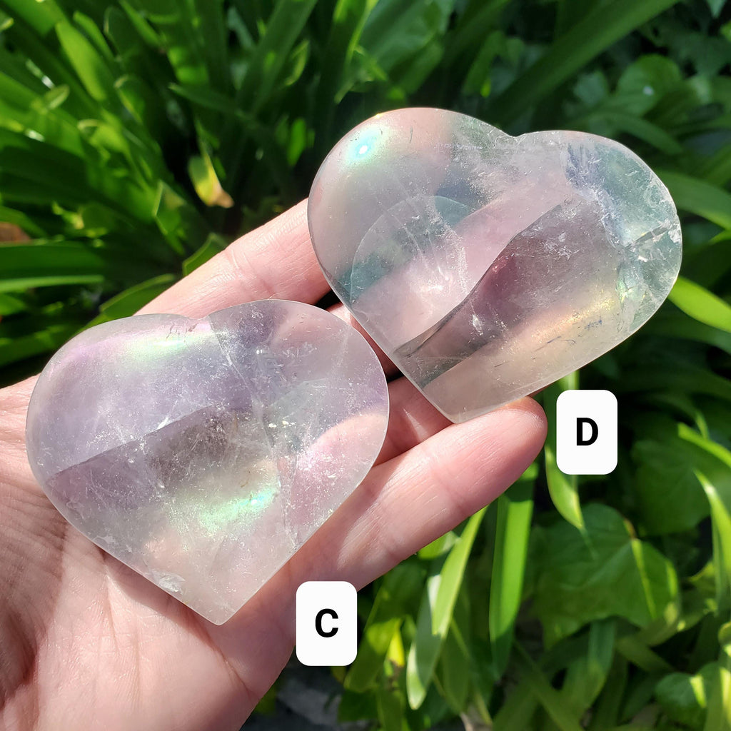 Aura Quartz Heart - Counteracts Negative, Energizes Positive Energy - Angel Aura Quartz Crystal Heart Healing Stone (stands on its side)