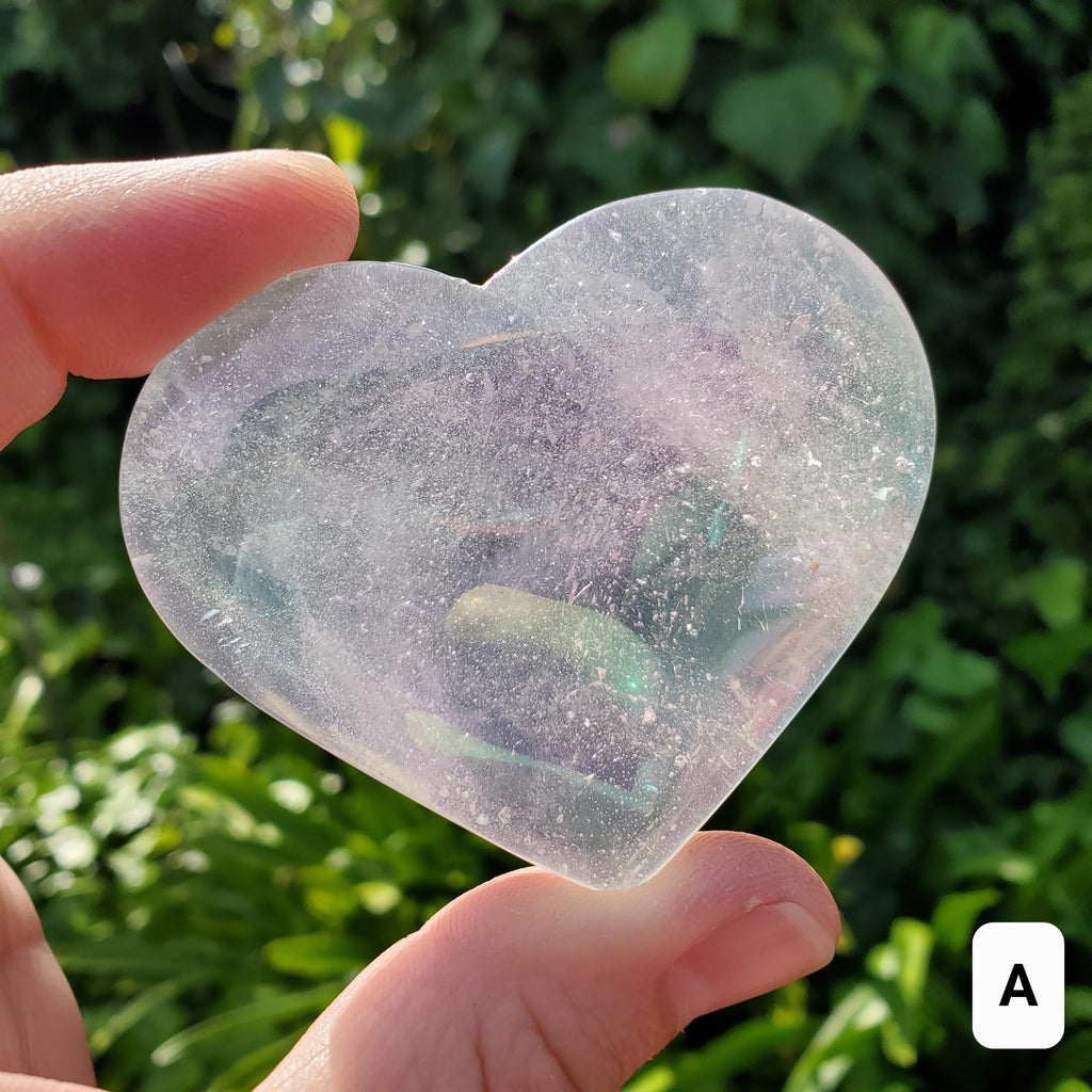Aura Quartz Heart - Counteracts Negative, Energizes Positive Energy - Angel Aura Quartz Crystal Heart Healing Stone (stands on its side)