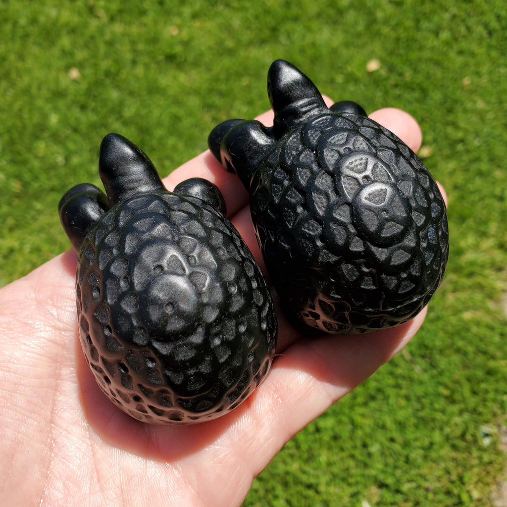 Obsidian Turtle with Feng Shui Coin Design - Self Reflection, Release Negative Energies - Black Tortoise Carving Healing Crystals Gemstones