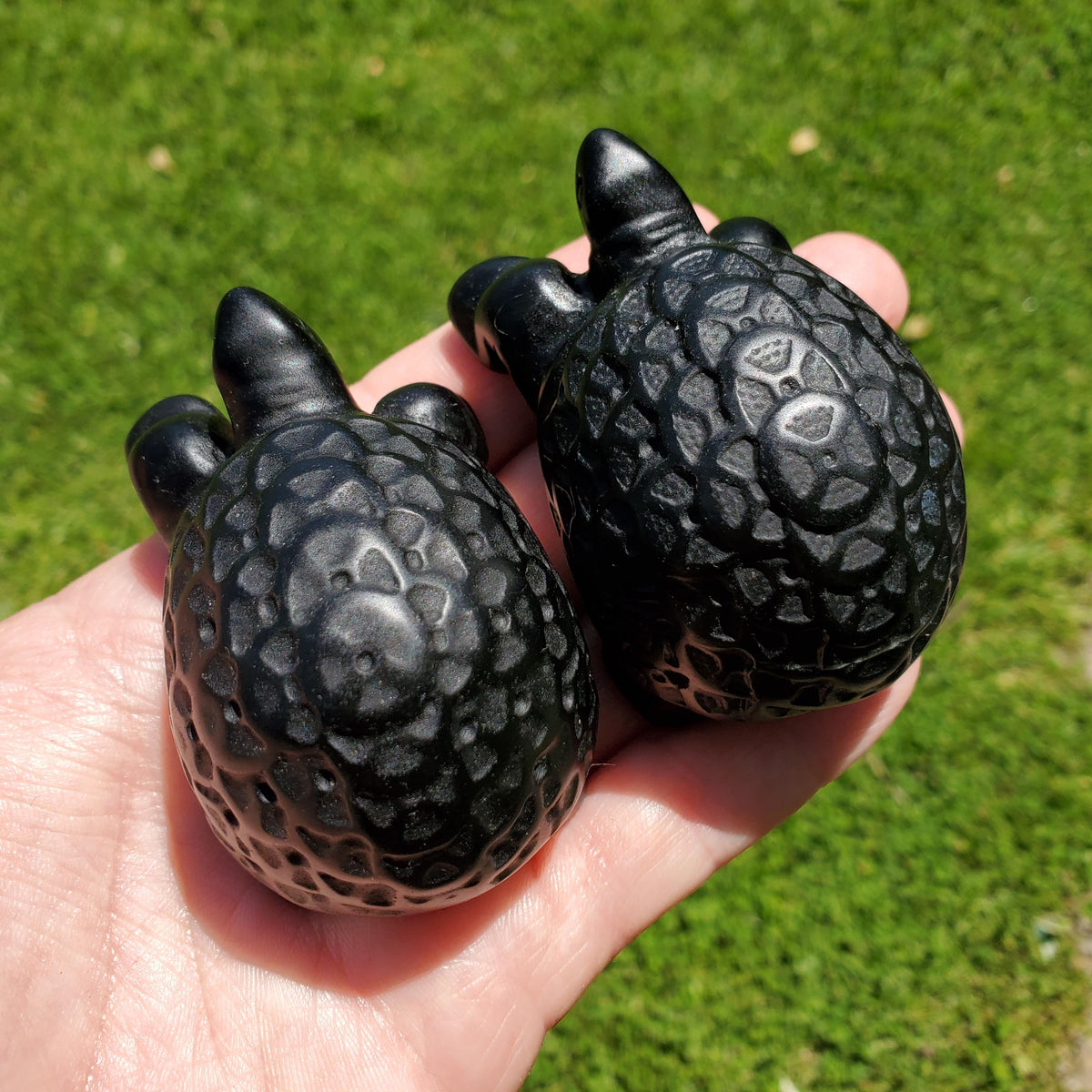 Obsidian Turtle with Feng Shui Coin Design - Self Reflection, Release Negative Energies - Black Tortoise Carving Healing Crystals Gemstones
