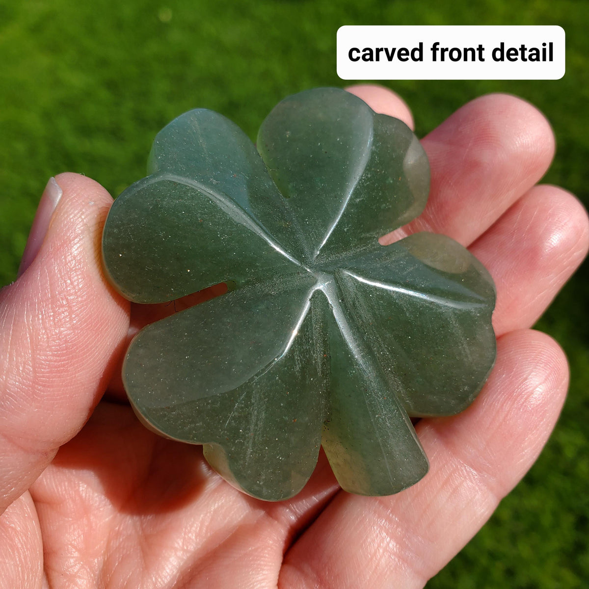 Cute Green Aventurine Clover - Manifestation, Prosperity, Wealth - Green Crystal Clover Carving Healing Gemstones Lucky Stone Decor